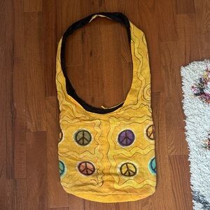 Yellow Peace Sign Women's Bag